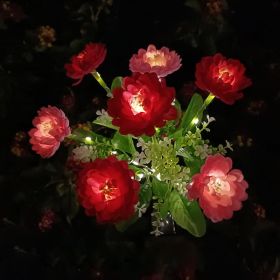 LED Solar Rose Orchid Flower Light Outdoor Garden Waterproof Simulation Lawn Lamp Wedding Party Christmas Decor Landscape Light (Emitting Color: 7 head snowdrop red)