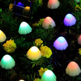 LED Solar Lights Outdoor Garden Waterproof Mushroom String Lawn Lamps Cute Fairy Light Landscape Lamp Path Yard Lawn Patio Decor (Wattage: 6.5M 30LEDs, Emitting Color: Multi color)